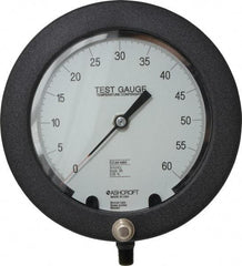 Ashcroft - 6" Dial, 1/4 Thread, 0-60 Scale Range, Pressure Gauge - Lower Connection Mount, Accurate to 0.25% of Scale - Industrial Tool & Supply