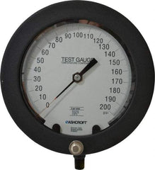Ashcroft - 6" Dial, 1/4 Thread, 0-200 Scale Range, Pressure Gauge - Lower Connection Mount, Accurate to 0.25% of Scale - Industrial Tool & Supply