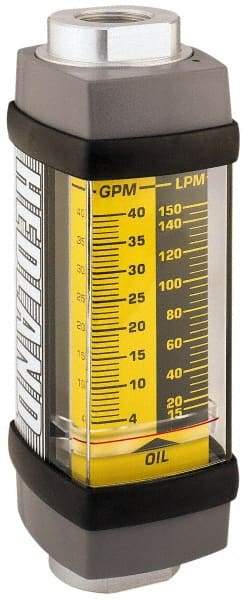 Hedland - 3/4" SAE Port Oil & Petroleum-Based Liquid Flowmeter - 3000 Max psi, 1 to 10 GPM, Anodized Aluminum - Industrial Tool & Supply