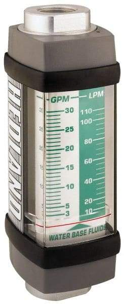 Hedland - 1-1/4" NPTW Port Water-Based Liquid Flowmeter - 3000 Max psi, 10 to 150 GPM, Anodized Aluminum - Industrial Tool & Supply