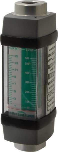 Hedland - 1/2" NPTF Port Water-Based Liquid Flowmeter - 3000 Max psi, 1 to 15 GPM, Anodized Aluminum - Industrial Tool & Supply