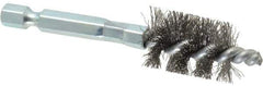 Schaefer Brush - 1/2 Inch Inside Diameter, 11/16 Inch Actual Brush Diameter, Carbon Steel, Power Fitting and Cleaning Brush - 1/4 Shank Diameter, 3-1/8 Inch Long, Hex Shaft Stem, 5/8 Inch Refrigeration Outside Diameter - Industrial Tool & Supply