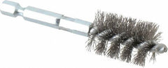 Schaefer Brush - 5/8 Inch Inside Diameter, 13/16 Inch Actual Brush Diameter, Carbon Steel, Power Fitting and Cleaning Brush - 1/4 Shank Diameter, 3-1/8 Inch Long, Hex Shaft Stem, 3/4 Inch Refrigeration Outside Diameter - Industrial Tool & Supply