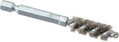 Schaefer Brush - 1/4 Inch Inside Diameter, 7/16 Inch Actual Brush Diameter, Stainless Steel, Power Fitting and Cleaning Brush - 1/4 Shank Diameter, 3-1/8 Inch Long, Hex Shaft Stem, 3/8 Inch Refrigeration Outside Diameter - Industrial Tool & Supply