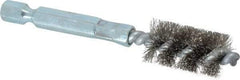 Schaefer Brush - 3/8 Inch Inside Diameter, 9/16 Inch Actual Brush Diameter, Stainless Steel, Power Fitting and Cleaning Brush - 1/4 Shank Diameter, 3-1/8 Inch Long, Hex Shaft Stem, 1/2 Inch Refrigeration Outside Diameter - Industrial Tool & Supply