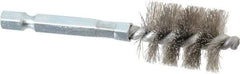 Schaefer Brush - 5/8 Inch Inside Diameter, 13/16 Inch Actual Brush Diameter, Stainless Steel, Power Fitting and Cleaning Brush - 1/4 Shank Diameter, 3-1/8 Inch Long, Hex Shaft Stem, 3/4 Inch Refrigeration Outside Diameter - Industrial Tool & Supply