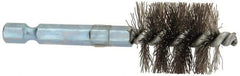 Schaefer Brush - 3/4 Inch Inside Diameter, 15/16 Inch Actual Brush Diameter, Stainless Steel, Power Fitting and Cleaning Brush - 1/4 Shank Diameter, 3-1/8 Inch Long, Hex Shaft Stem, 7/8 Inch Refrigeration Outside Diameter - Industrial Tool & Supply