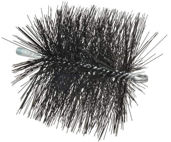 Schaefer Brush - 6", Square, Tempered Steel Wire Chimney Brush - 1/4" NPSM Male Connection - Industrial Tool & Supply