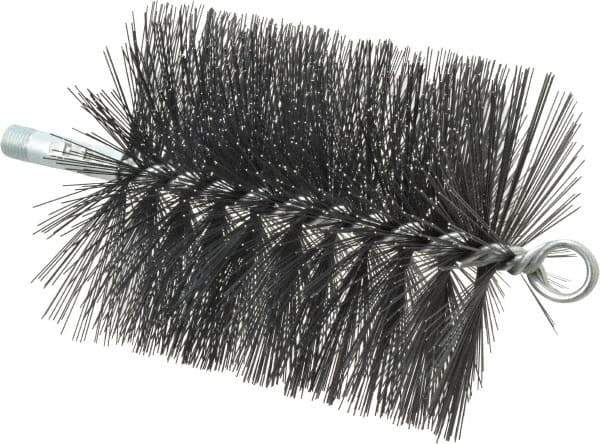 Schaefer Brush - 5" Diam Round, Tempered Steel Wire Chimney Brush - 1/4" NPSM Male Connection - Industrial Tool & Supply