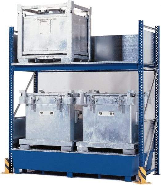 Denios - 385 Gal Sump Capacity, Steel IBC Tote Rack - 126" Long x 54" Wide x 120" High, 10,000 Lb Capacity, 4 Totes - Industrial Tool & Supply