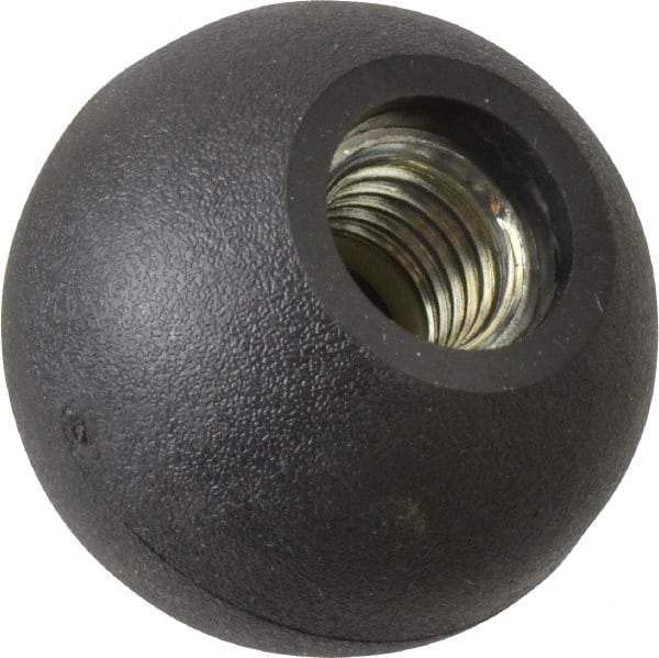 Gibraltar - 5/8-11 Thread, 1-7/8" Diam, 1-3/4" High, Female Insert Ball Knob - Black, Thermoplastic, Ball Grip, 0.55" Hole Depth - Industrial Tool & Supply