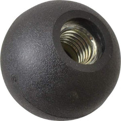 Gibraltar - 5/8-11 Thread, 1-7/8" Diam, 1-3/4" High, Female Insert Ball Knob - Black, Thermoplastic, Ball Grip, 0.55" Hole Depth - Industrial Tool & Supply