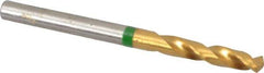 Accupro - #17 130° Spiral Flute Cobalt Screw Machine Drill Bit - TiN Finish, Right Hand Cut, 24mm Flute Length, 58mm OAL, Split Point, Straight Shank - Industrial Tool & Supply