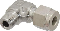 Parker - 1/4" OD, Stainless Steel Male Elbow - -425 to 1,200°F, 1/2" Hex, Comp x MNPT Ends - Industrial Tool & Supply