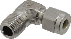 Parker - 1/4" OD, Stainless Steel Male Elbow - 0 to 1,200°F, 9/16" Hex, Comp x MNPT Ends - Industrial Tool & Supply