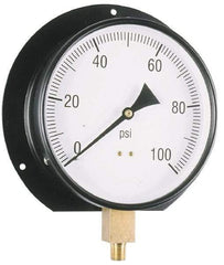 Value Collection - 6" Dial, 1/4 Thread, 0-30 Scale Range, Pressure Gauge - Lower Connection, Rear Flange Connection Mount, Accurate to 3-2-3% of Scale - Industrial Tool & Supply