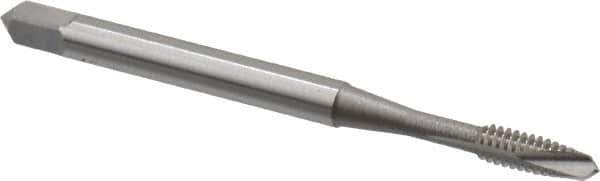 OSG - #4-40 UNC, 2 Flute, Bright Finish, Vanadium High Speed Steel Spiral Point Tap - Plug Chamfer, Right Hand Thread, 1-7/8" OAL, 9/16" Thread Length, 0.141" Shank Diam, 2B/3B Class of Fit - Exact Industrial Supply