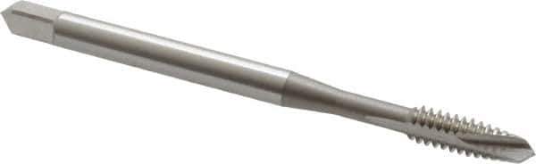 OSG - M8x1.00 Metric Fine, 3 Flute, Bright Finish, Vanadium High Speed Steel Spiral Point Tap - Plug Chamfer, Right Hand Thread, 2-23/32" OAL, 1-1/8" Thread Length, 0.318" Shank Diam - Exact Industrial Supply