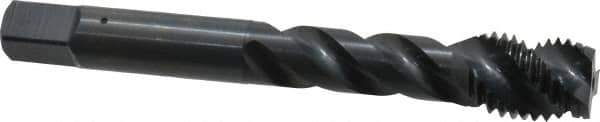 OSG - M12x1.50 Metric Fine 3 Flute Modified Bottoming Spiral Flute Tap - Vanadium High Speed Steel, Oxide Finish, 3-3/8" OAL, Right Hand Flute, Right Hand Thread, D6, Series 299 - Exact Industrial Supply