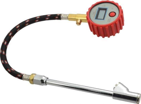 Value Collection - 0 to 100 psi Digital Tire Pressure Gauge - CR2032 Lithium Battery, 9' Hose Length, 0.5 psi Resolution - Industrial Tool & Supply