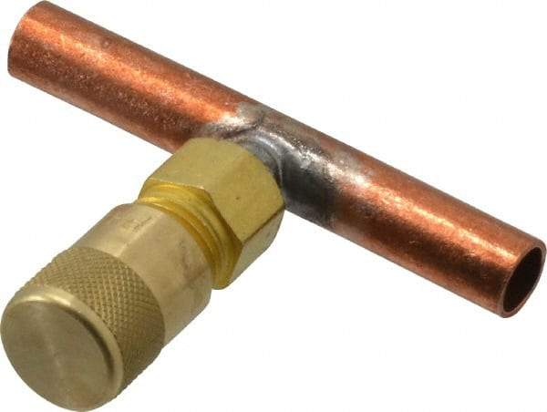 Parker - 500 Max psi, 1/4 Tube OD, Solder Tee Access Valve - Brass - Industrial Tool & Supply