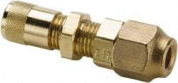 Parker - 500 Max psi, 1/4 Tube OD, Bulkhead Union Access Valve - Brass - Industrial Tool & Supply