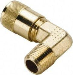 Parker - 1/8-27 Male Pipe, 500 Max psi, 1/4" Tube OD, Forged Male Elbow Access Valve - Brass - Industrial Tool & Supply