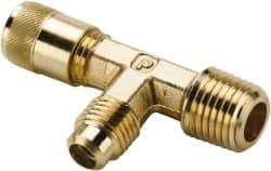 Parker - 1/8-27 Male Pipe, 500 Max psi, 1/4" Tube OD, Forged Male Run Tee Access Valve - Brass - Industrial Tool & Supply