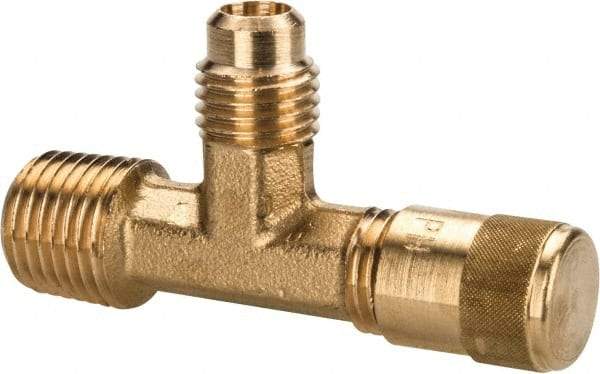 Parker - 1/4-18 Male Pipe, 500 Max psi, 5/16" Tube OD, Forged Male Run Tee Access Valve - Brass - Industrial Tool & Supply