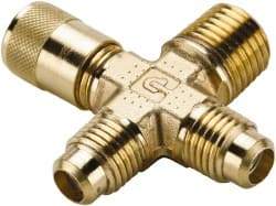Parker - 1/4-18 Male Pipe, 500 Max psi, 5/16" Tube OD, Forged Male Cross Access Valve - Brass - Industrial Tool & Supply