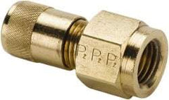 Parker - 500 Max psi, 1/4 Tube OD, Female Flare Connector Access Valve - Brass - Industrial Tool & Supply