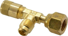 Parker - 500 Max psi, 1/4 Tube OD, Forged Flared Female Run Swivel Tee Access Valve - Brass - Industrial Tool & Supply