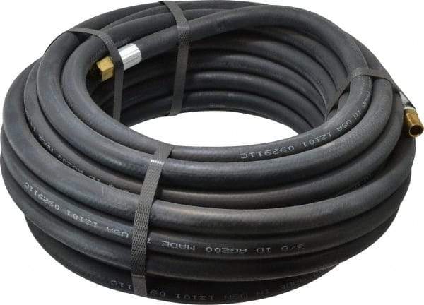 Alliance Hose & Rubber - 3/8" ID x 23/32" OD 50' Long Multipurpose Air Hose - MNPT x FNPT(Swivel) Ends, 200 Working psi, -40 to 190°F, 1/4" Fitting, Black - Industrial Tool & Supply