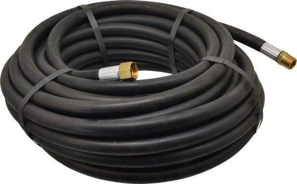 Alliance Hose & Rubber - 3/8" ID x 23/32" OD 50' Long Multipurpose Air Hose - MNPT x FNPT(Swivel) Ends, 300 Working psi, -40 to 190°F, 3/8" Fitting, Black - Industrial Tool & Supply