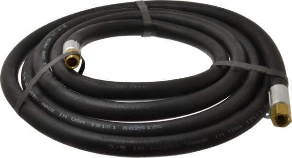 Alliance Hose & Rubber - 3/8" ID x 23/32" OD 10' Long Multipurpose Air Hose - MNPT x FNPT(Swivel) Ends, 300 Working psi, -40 to 190°F, 1/4" Fitting, Black - Industrial Tool & Supply