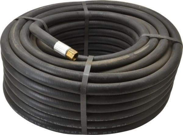 Alliance Hose & Rubber - 3/8" ID x 23/32" OD 100' Long Multipurpose Air Hose - MNPT x FNPT(Swivel) Ends, 300 Working psi, -40 to 190°F, 1/4" Fitting, Black - Industrial Tool & Supply