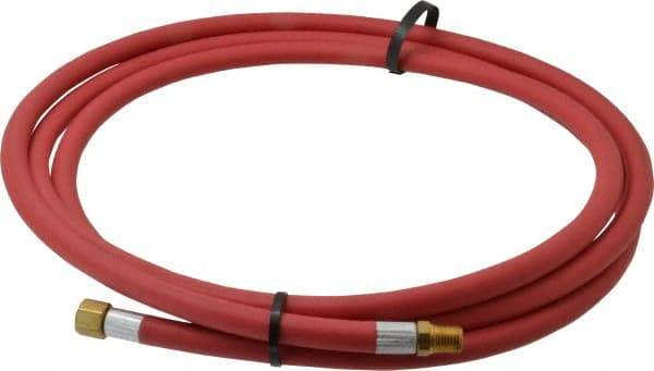 Alliance Hose & Rubber - 1/4" ID x 9/16" OD 10' Long Multipurpose Air Hose - MNPT x FNPT(Swivel) Ends, 300 Working psi, -40 to 190°F, 1/4" Fitting, Red - Industrial Tool & Supply