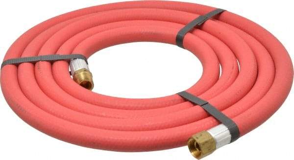 Alliance Hose & Rubber - 3/8" ID x 23/32" OD 10' Long Multipurpose Air Hose - MNPT x FNPT(Swivel) Ends, 300 Working psi, -40 to 190°F, 3/8" Fitting, Red - Industrial Tool & Supply