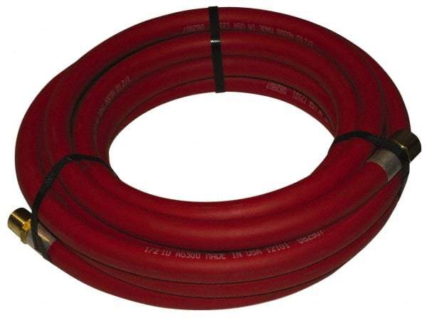 Alliance Hose & Rubber - 1-1/4" ID x 1-25/32" OD 25' Long Multipurpose Air Hose - MNPT x FNPT(Swivel) Ends, 150 Working psi, -40 to 190°F, 1-1/4" Fitting, Red - Industrial Tool & Supply