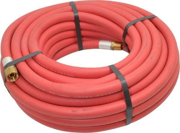 Alliance Hose & Rubber - 3/8" ID x 23/32" OD 50' Long Multipurpose Air Hose - MNPT x FNPT(Swivel) Ends, 300 Working psi, -40 to 190°F, 3/8" Fitting, Red - Industrial Tool & Supply