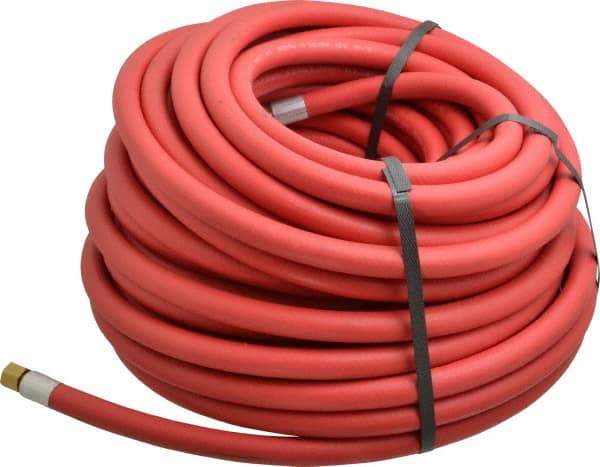 Alliance Hose & Rubber - 3/8" ID x 23/32" OD 100' Long Multipurpose Air Hose - MNPT x FNPT(Swivel) Ends, 300 Working psi, -40 to 190°F, 1/4" Fitting, Red - Industrial Tool & Supply