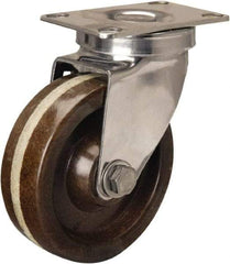 Hamilton - 4" Diam x 1-1/4" Wide x 5-1/8" OAH Top Plate Mount Swivel Caster - Phenolic, 300 Lb Capacity, Plain Bore Bearing, 2-3/8 x 3-5/8" Plate - Industrial Tool & Supply