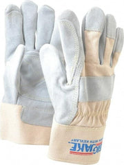 MCR Safety - Size L (9) Split Cowhide General Protection Work Gloves - For General Purpose, Uncoated, Safety Cuff, Full Fingered, Yellow/White, Paired - Industrial Tool & Supply