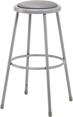 NPS - 30 Inch High, Stationary Fixed Height Stool - 16-1/2 Inch Deep x 16-1/2 Inch Wide, Vinyl Seat, Grey - Industrial Tool & Supply