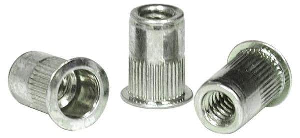 RivetKing - #6-32, 0.02 to 0.08" Grip, 17/64" Drill, Aluminum Standard Rivet Nut - Uncoated, Countersunk Head - Industrial Tool & Supply