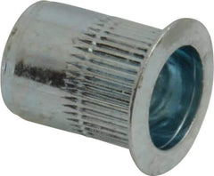 RivetKing - 0.02 to 0.13" Grip, Steel Standard Rivet Nut - Zinc Yellow Dichromate Finish, Countersunk Head - Industrial Tool & Supply