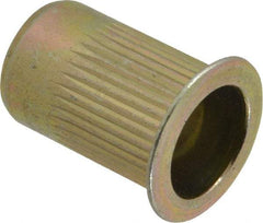 RivetKing - 0.13 to 0.225" Grip, Steel Standard Rivet Nut - Zinc Yellow Dichromate Finish, Countersunk Head - Industrial Tool & Supply