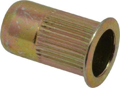 RivetKing - 0.13 to 0.225" Grip, Steel Standard Rivet Nut - Zinc Yellow Dichromate Finish, Flange Head - Industrial Tool & Supply