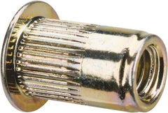 RivetKing - #10-32, 0.02 to 0.13" Grip, Steel Standard Rivet Nut - Zinc Yellow Dichromate Finish, Countersunk Head - Industrial Tool & Supply
