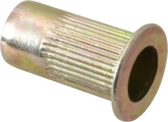 RivetKing - #10-32, 0.13 to 0.225" Grip, Steel Standard Rivet Nut - Zinc Yellow Dichromate Finish, Countersunk Head - Industrial Tool & Supply
